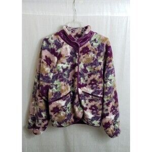 Johnny Was Calme Jacket Coat Womens Large Pink Fleece Bomber Floral Camo Lined